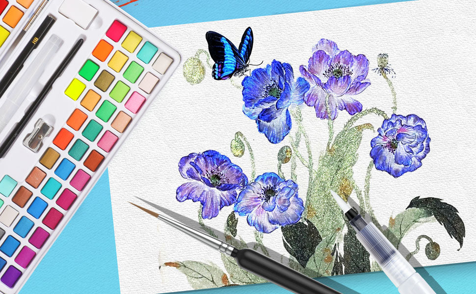 Caliart watercolor set painted artwork example