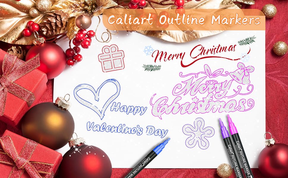 Caliart outline glitter markers double-line effect